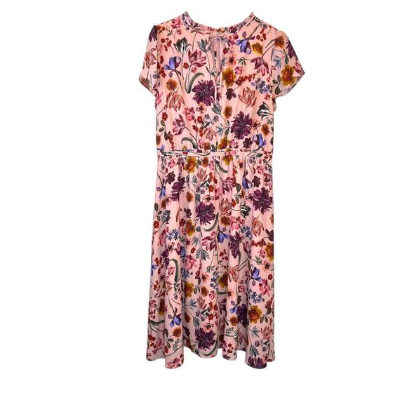J. Crew Faye Dress  A-line Midi in Blush with Floral Print Women's Medium - Picture 5 of 15
